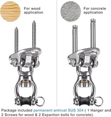Stainless Steel Swing Hanger with Bearing 360° Ceiling Mount Indoor Outdoor