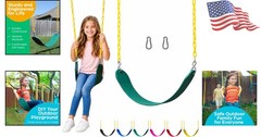 Easy Install Plastic Swing Seat with Heavy-Duty Chains – 300 lbs Support, Green