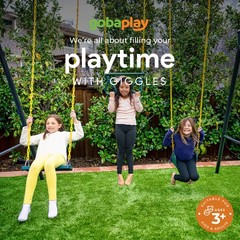 gobaplay Single Swing Set with 8′ Frame Extension, Swings, and 40″ Round Saucer