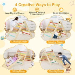 3-in-1 Triangular Climbing Toys Foldable & Height-adjustable Triangle Set