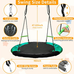 4FT Diameter round Saucer Tree Swing for Backyard Fun,Heavy-Duty Steel Frame wit