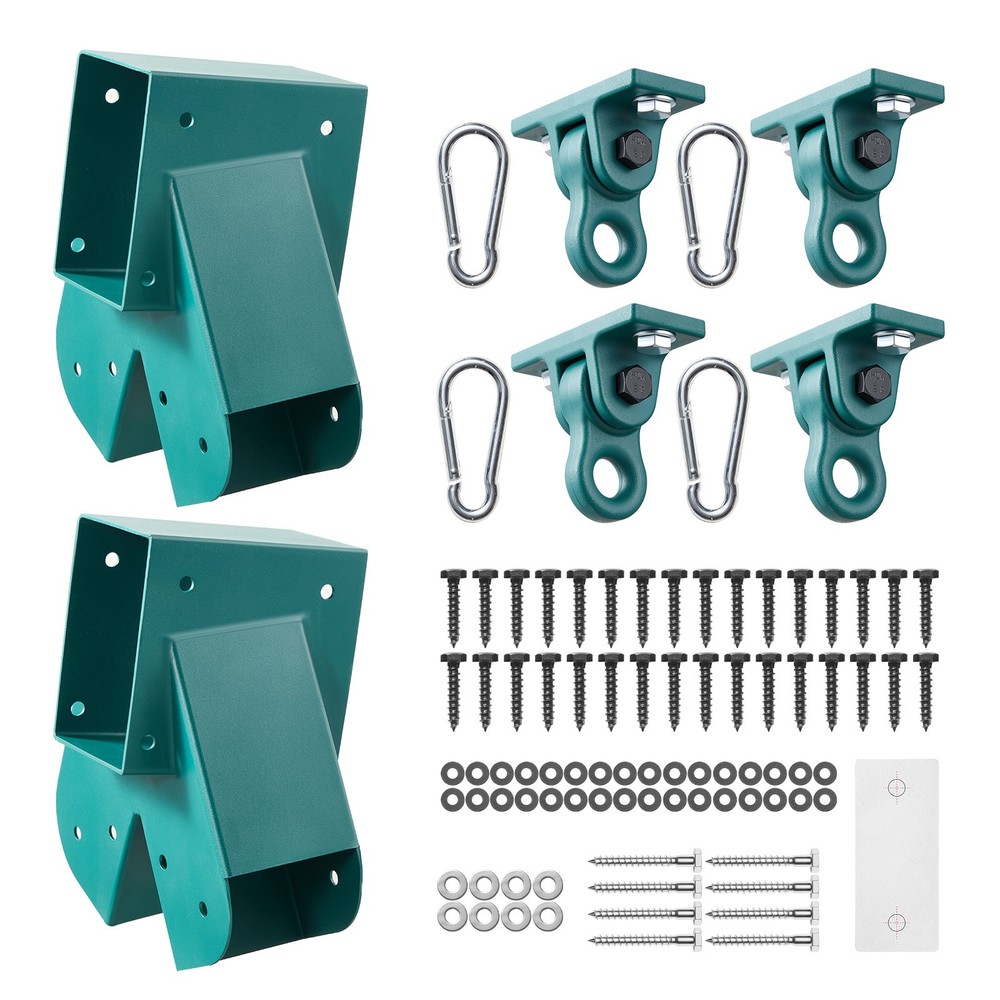 VEVOR Swing Set Brackets Heavy-Duty A-frame Hardware 2 Brackets 4 Hangers Green