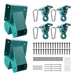 VEVOR Swing Set Brackets Heavy-Duty A-frame Hardware 2 Brackets 4 Hangers Green