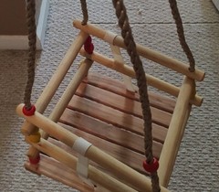 PLAYBERG Wooden Baby Swing with Hanging Ropes, for Babies and Toddlers *READ ALL