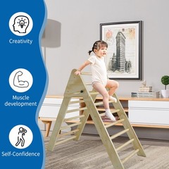 Wooden Foldable Climbing Triangle Ladder Montessori Play Gym for Kids