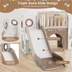 9in1 Large Kids Climber Slide Playset with Telescope, Basketball Hoop and Balls