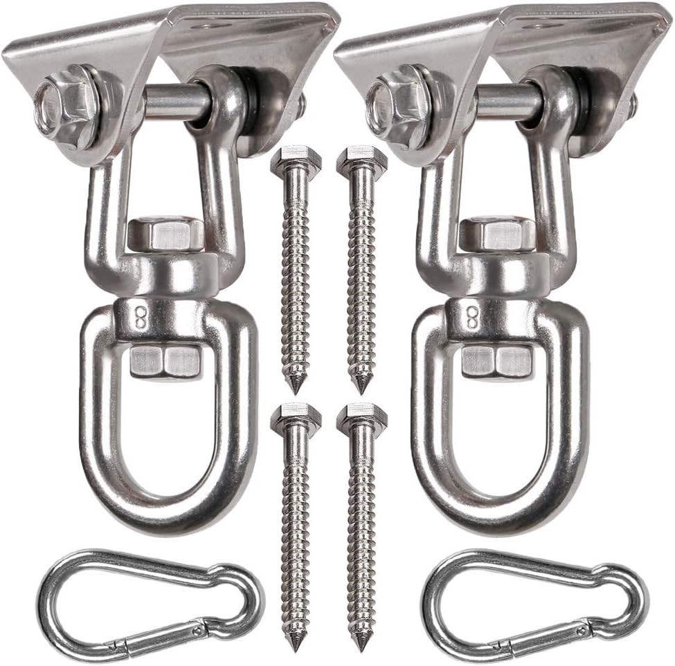 2 Pack Heavy Duty 360° Swivel Swing Hanger, Stainless Steel Swing Hook for Ce…