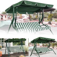 Patio Swing Canopy Replacement Top – 3 Seat Cover for Porch, Garden (Green/64…