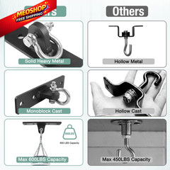 Heavy Bag Hangers Brackets, 4 Holes Ceiling Anchor without Swivel, Black