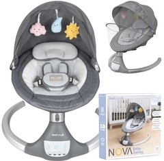 NOVA Baby Swing NEW Edition Bluetooth Music 5 Speed 0-6M 20lb Gray Motorized