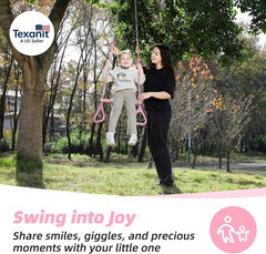 18″ Pink Trapeze Swing Bar Rings 48″ Heavy Duty Plastic Coated Chains Swing Set