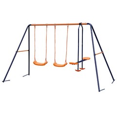 Child Fun Swing Set with 2 Swings and 1 Glider Orange/Blue Playground Outdoor