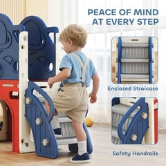 Qaba 8 in 1 Toddler Slide Set for Kids Ages 1-6 Indoor Outdoor Playground