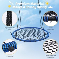 45″ 750lbs Spider Web Tree Swing for Kids & Adults, Outdoor Steel Frame Blue