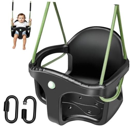 Dakzou Jungle Gym High Back Full Bucket Toddler Swing Black 11.4Inches Black