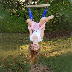 PELLOR Playground Children’s Wooden Trapeze Swing Bar with Plastic Gym Blue