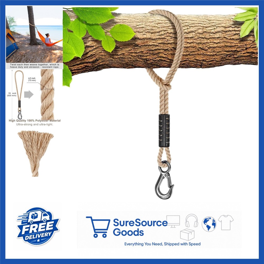 Hammock Tree Swing Rope 19 Inch with Heavy Duty Hook for Playground Accessories