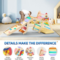 Pikler Triangle Set with Cushion, 9-In-1 Kids Climbing Toys for Toddlers 1-3 Ins