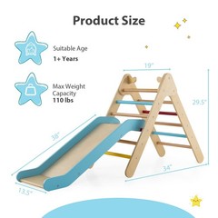 Pikler Triangle Set 2 in 1 Climbing Toys for Toddlers Foldable Wood Montessor…