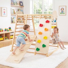 Indoor Jungle Gym for Kids 8-in-1 Montessori Climber Playset w/Swing Monkey Bars