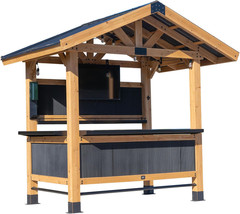Palisade 9′ X 6′ Cedar Wood Outdoor Bar Set with Galvanized Steel Roof Bar Top