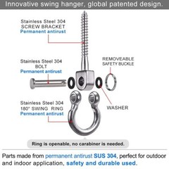 Heavy Duty 180° Swing Hangers, Stainless Steel Eye Screw Bracket, 1800 LB Cap…