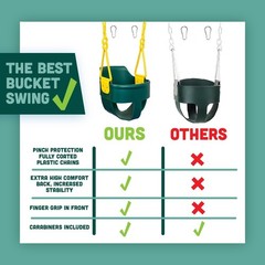 Premium High Back Full Bucket Toddler Swing Seat with Finger Grip, Green