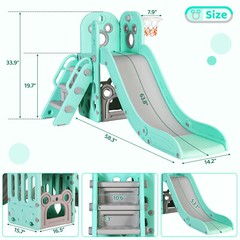 Toddler Slide, Indoor Slide Climber Set for Kids with Storage & Basketball Hoop