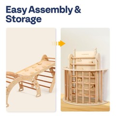8 in 1 Pikler Triangle Set Wooden Climbing Toys for Toddlers Montessori Climbing