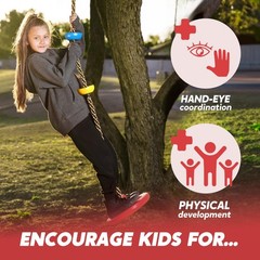 Outdoor Tree Swing for Kids – 6 Ft Climbing Rope, Carabiner & Strap, Multi-Color