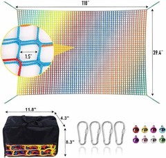 Rainbow Kids Climbing Net 3.3FT x 9.9FT – Safety Playground Mesh for Fun Play
