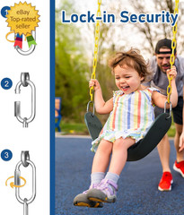 Heavy Duty Swing Seat, Kids Swing with 66″ Rust-Resistant Chains, Swing Set Acce
