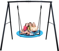 440lb Metal Swing Set Heavy Duty Frame Stand Backyard Kids & Adult w/40″ Swing