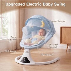 Baby Swing with Remote Control – 5 Natural Motion Speeds, Detachable Seat Pad…