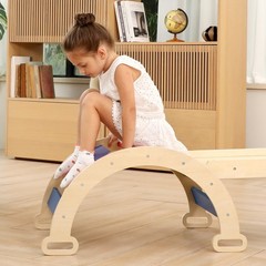 2 in 1 Montessori Climbing Arch for Toddlers,Rainbow Wooden Climbing Arch Roc…