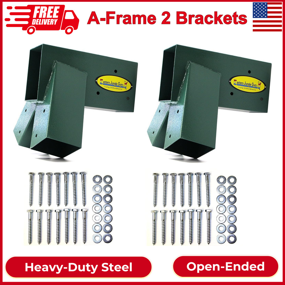 Easy 1-2-3 A-Frame 2 Brackets For Swing Set With All Mounting Hardware, Green
