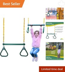 20-Inch Trapeze Bar and Gymnastic Ring Combo – Safe Outdoor Play Equipment