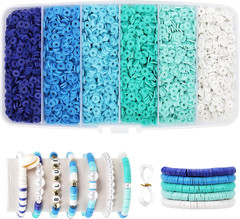 6000+Pieces Polymer Clay Beads, 6 Colors Clay Beads for Bracelets Making Heishi