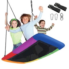 SORBUS 60″ SAUCER SWING KIDS 700LBS BIG PLATFORM TREE GLIDER THERAPY MULTICOLOR