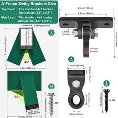 Heavy Duty Swing Set Brackets with 4 Swing Hangers & 2 Swing Seats