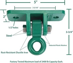 Industrial Grade Swing Hanger Set – 10000 lb Capacity – Pack of 4 – Green
