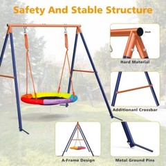 Pre-Owned Saucer Swing with Stand Kids Outdoor Heavy-Duty Metal Frame Backyard