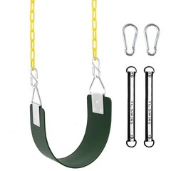 Swing Set Seat with Metal Triangle Ring & 66Inch Anti-Rust Chains, Swing Green