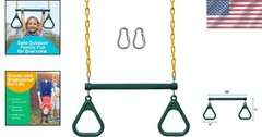 Backyard Trapeze Swing Set – 18″ Bar & 48″ Heavy Duty Chains for Kids’ Adventure