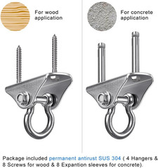 4Pack Stainless Steel Swing Hanger Ceiling Mount 1000 LB Capacity 180° Swing Swi