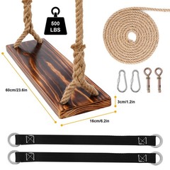 23 X 6 X 1.2 inch Wooden Swing Seat Nostalgic Outdoor Wood Swing for Adult Kids