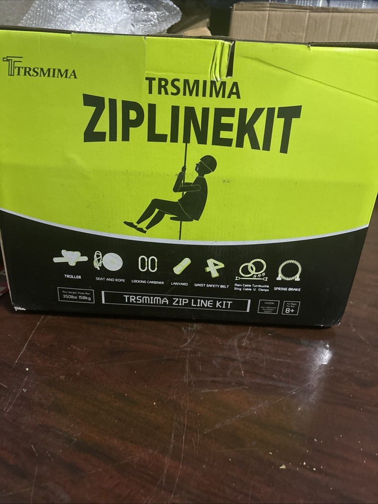 TRSMIMA 100 ft. Zip Line Kit for Kids and Adult up to 350 Lbs w/ Spring Brake