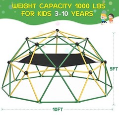 10FT Climbing Dome Climber 2 in 1 Hammock Swing Jungle Gym for Kids Outdoor Play