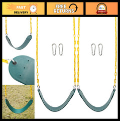 Heavy Duty Swing Seats 2PCS with 66″ Chain & Snap Hooks, 250lb Capacity, Green