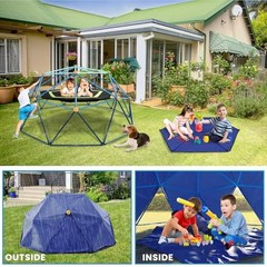 10 FT Climbing Dome with Canopy and Hammock, Anti-Rust and UV Light Blue